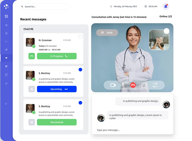 Consultation view — call alongside recent messages